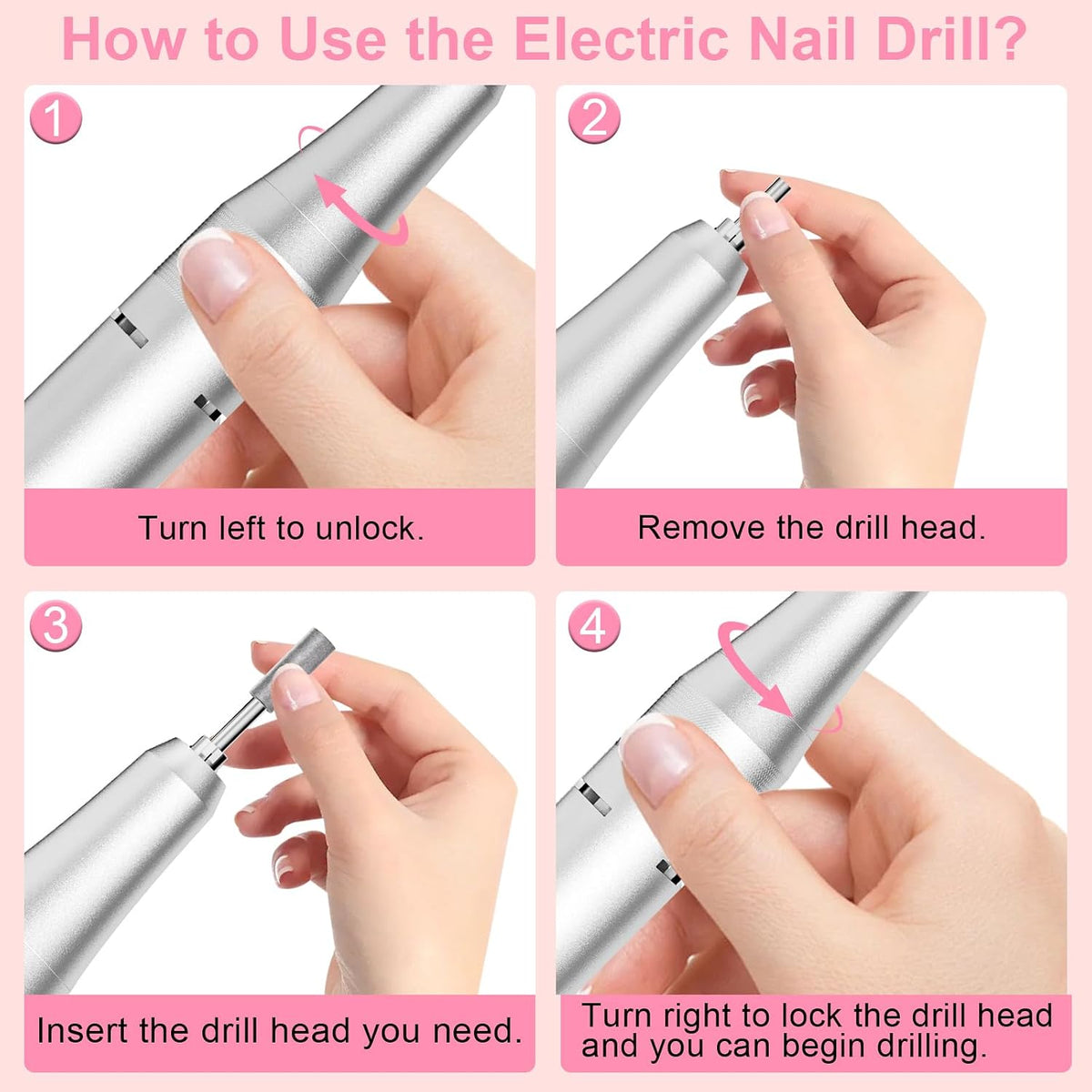 Professional Electric Nail Drill Kit, 40000RPM Rechargeable Nail File