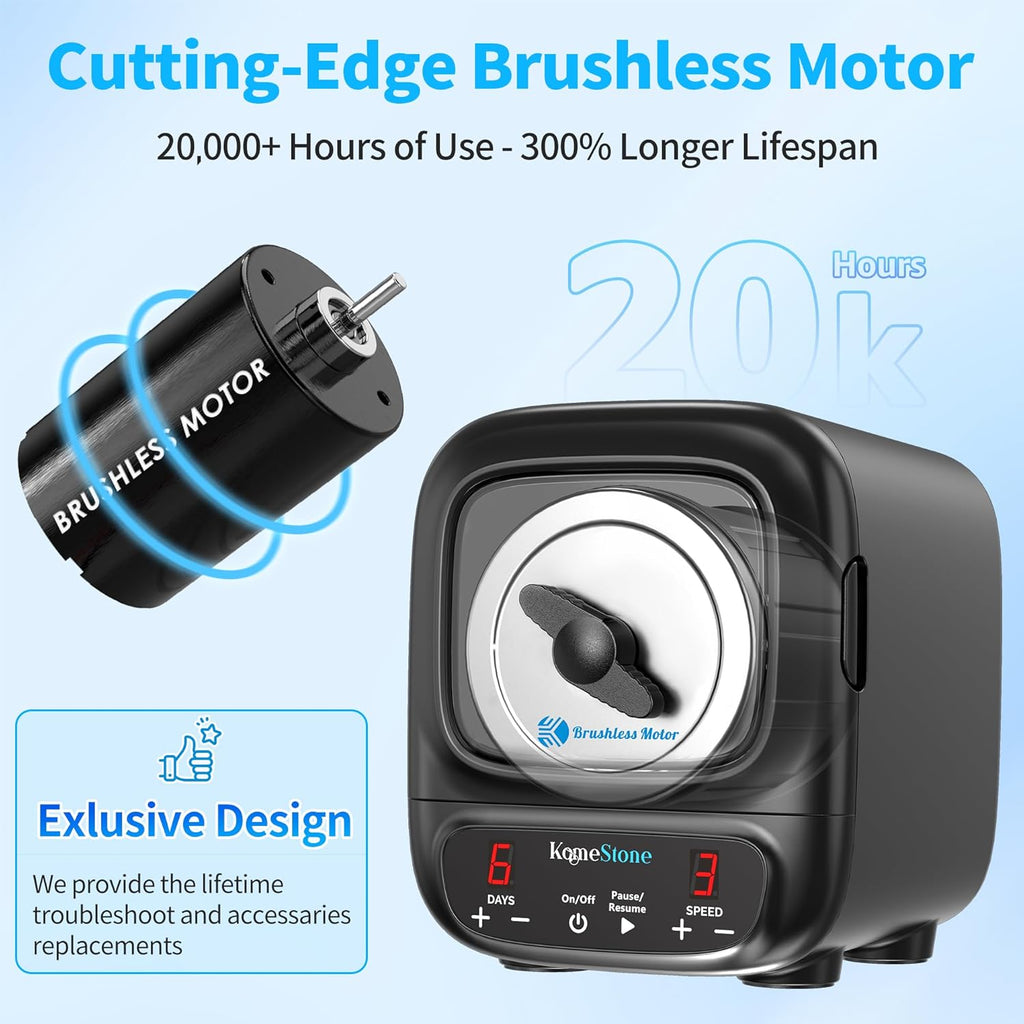 K2 Ultra Quiet Rock Tumbler Kit - 3LB Professional Rock Polisher | Quiet Brushless Motor, Up to 6X Noise Reduction