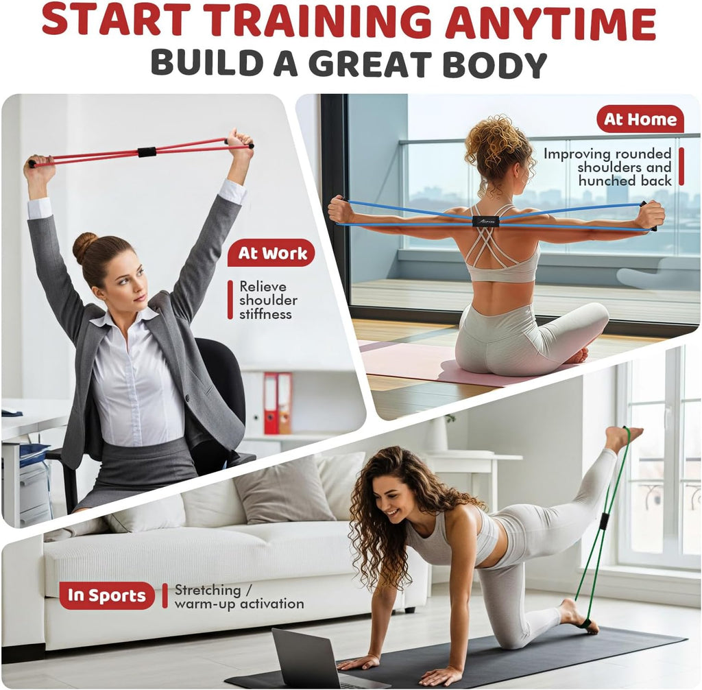 Resistance Bands, Figure 8 Exercise Bands for Women Men, 8 Shaped Resistance Bands for Arms, Chest Expander, Yoga Gym