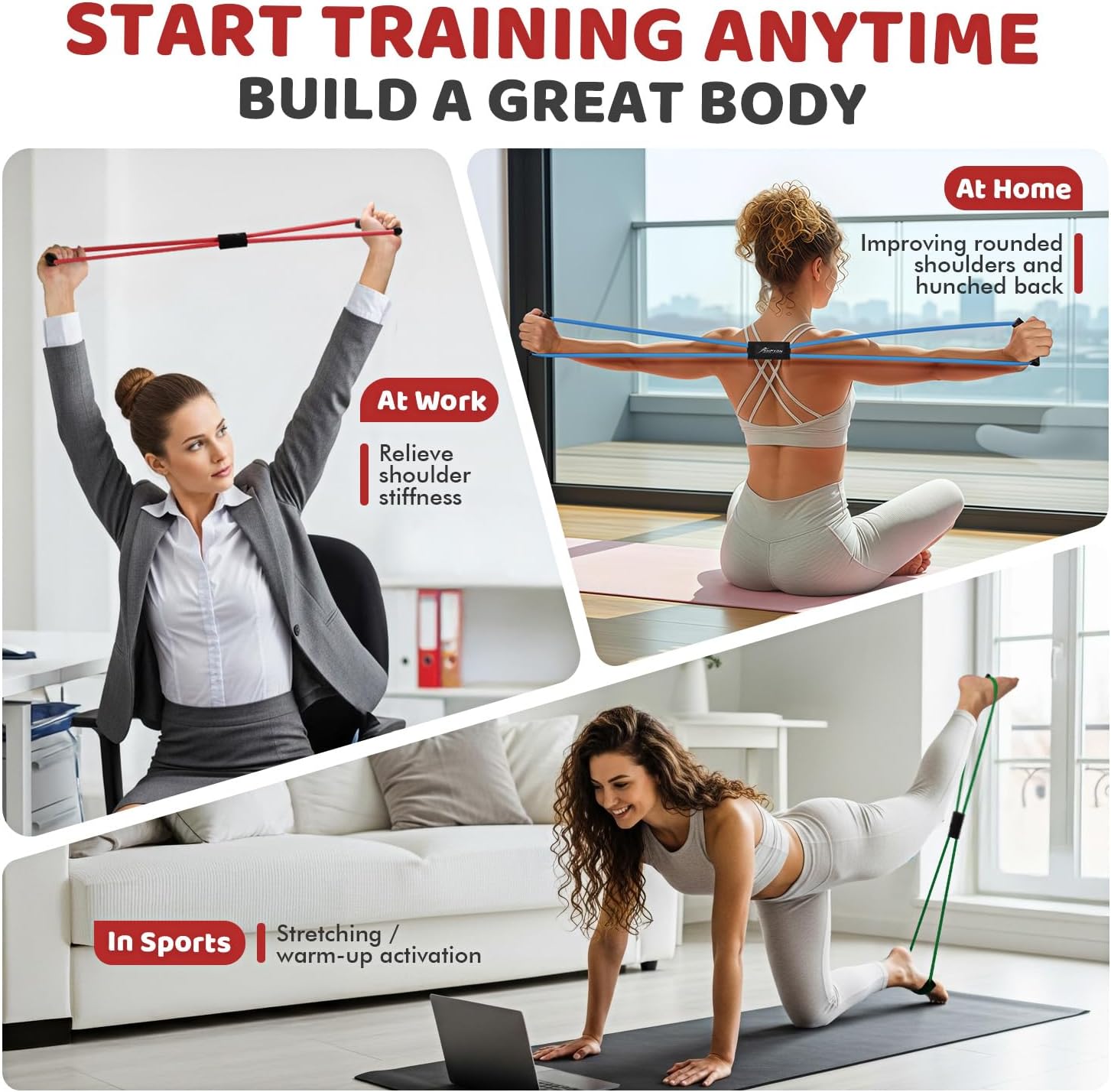 Resistance Bands, Figure 8 Exercise Bands for Women Men, 8 Shaped Resistance Bands for Arms, Chest Expander, Yoga Gym
