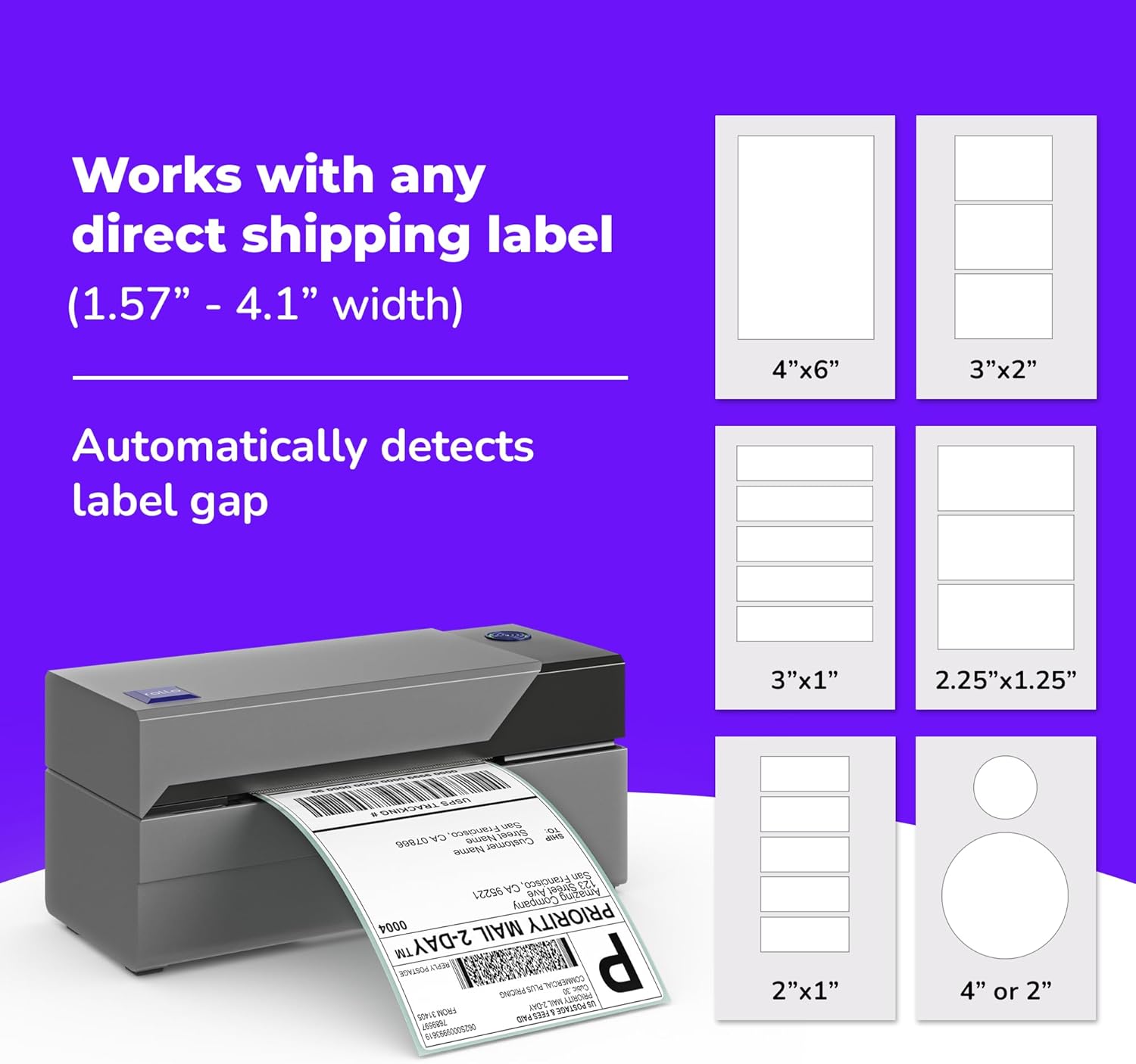 USB Shipping Label Printer - Commercial Grade 4x6 Thermal Printer | High Speed Label Maker for Small Businesses &