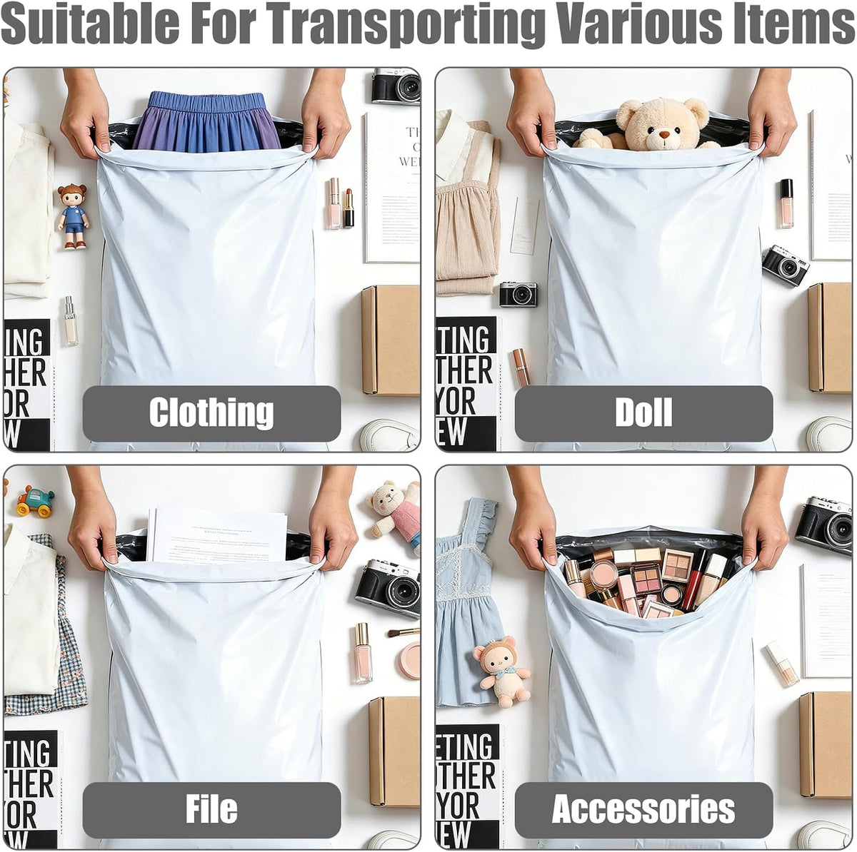 10"x13" Poly Mailers 100Pcs Shipping Bags for Clothes, Strong Adhesive Self-Seal Shipping Envelopes Waterproof