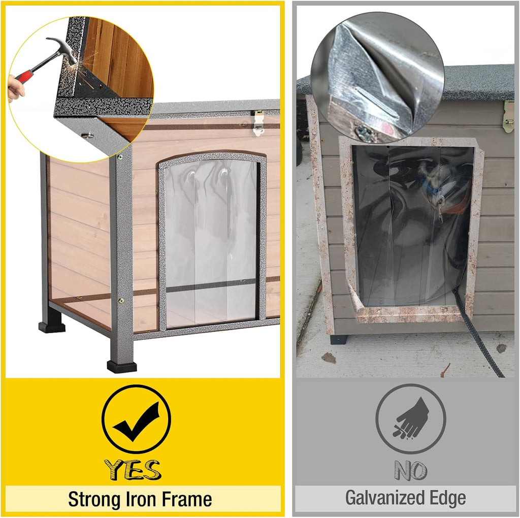Dog House Outdoor & Indoor Wooden Dog Kennel for Winter with Raised Feet Weatherproof for Small & Medium & Large