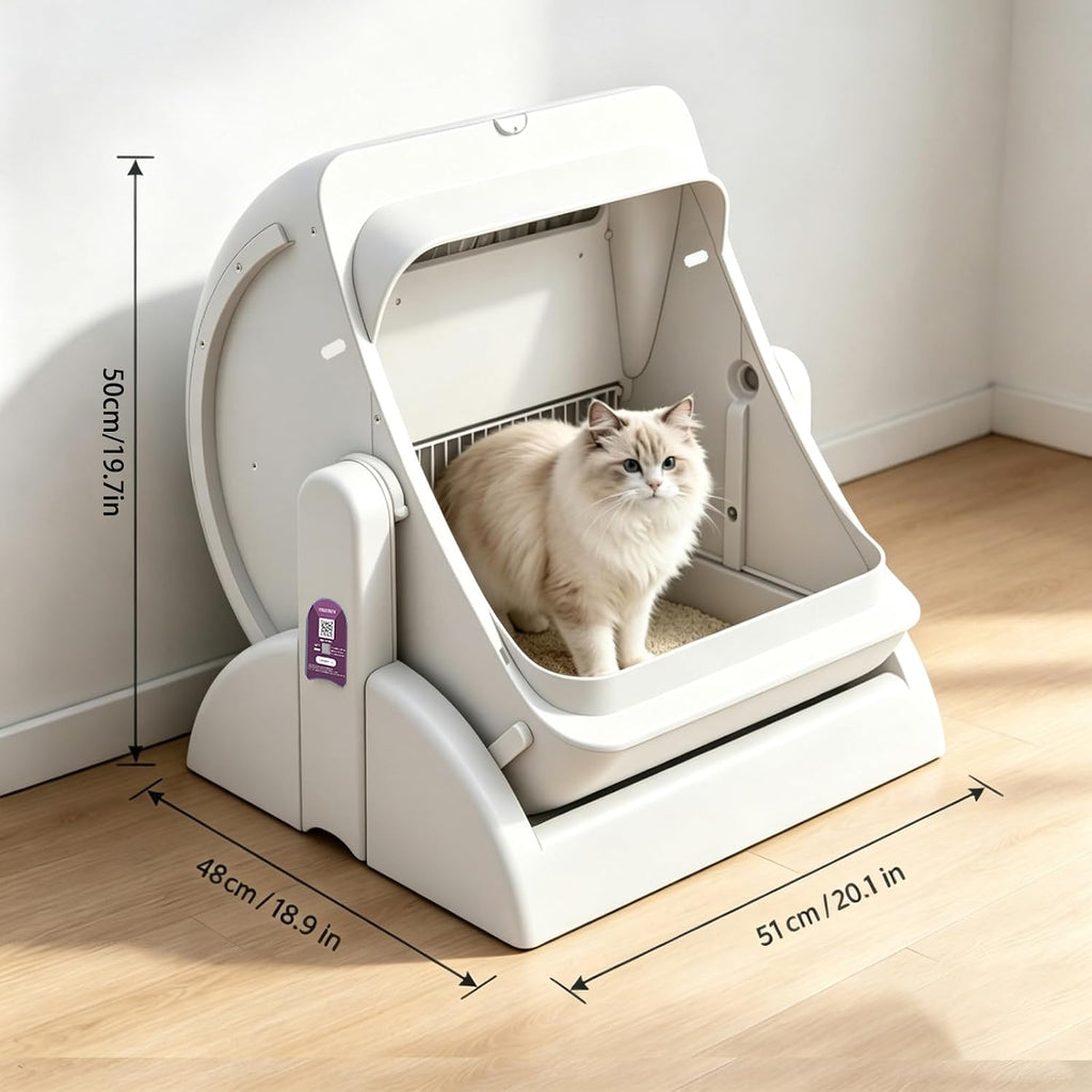 Self Cleaning Litter Box, Open Top Automatic, Cream White