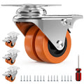 2 Inch Heavy Duty Caster Wheels Set of 4 Locking Plate | 880lb, 360° Swivel, TPR Floor-Safe, Industrial Casters