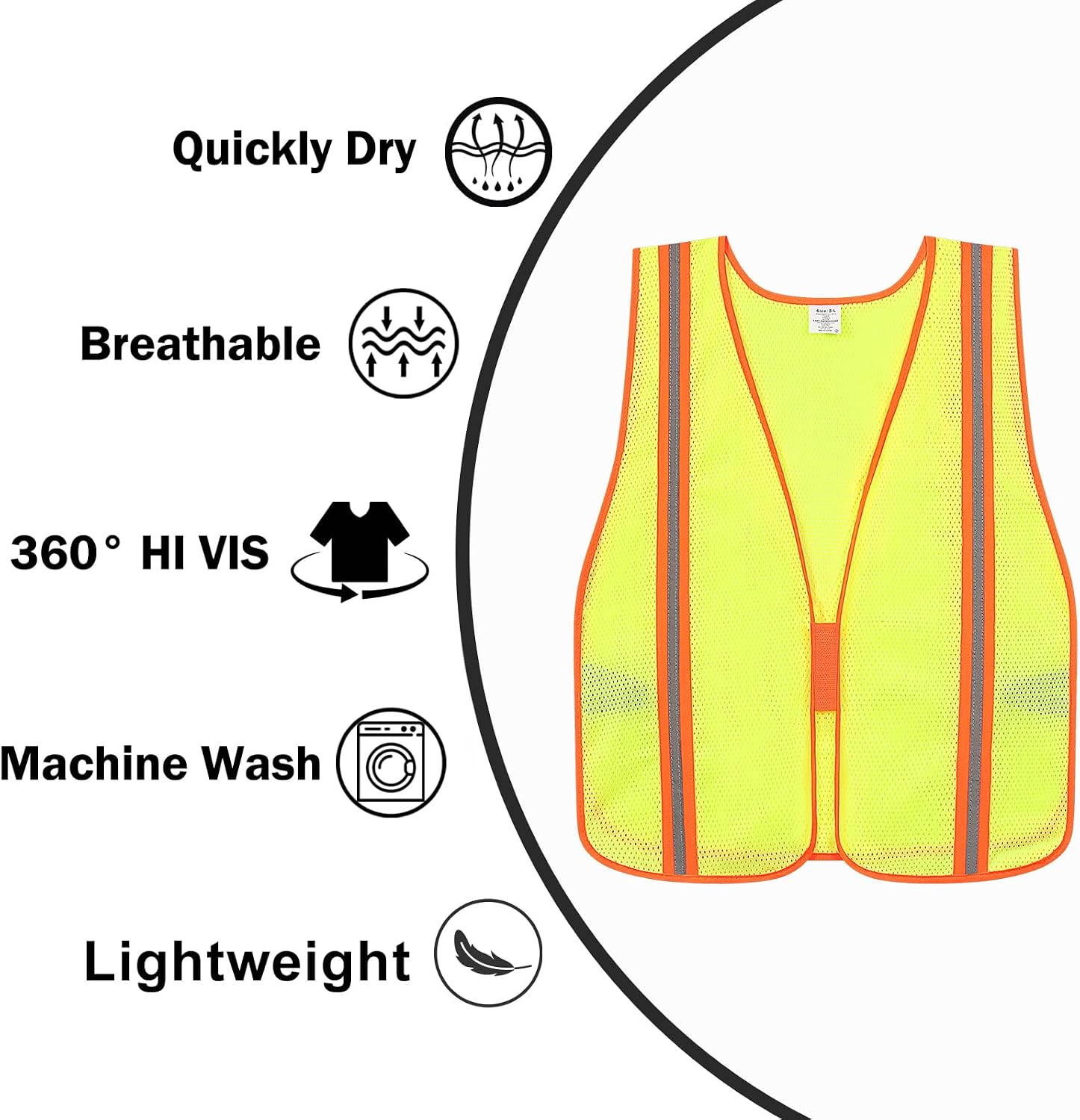 High Visibility Reflective Safety Vest for Men Women Class 2 Hi Vis Mesh Fabric Safety Work Jacket with Elastic Band