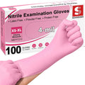 Medical Nitrile Exam Gloves, Powder & Latex Free, Pink