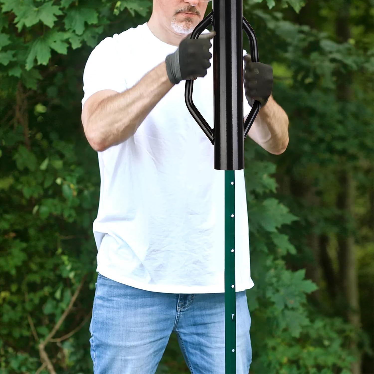 Fence Post Driver T Post Driver with Handle Metal Pounder Rammer for U Channel Wooden Fence 8LB