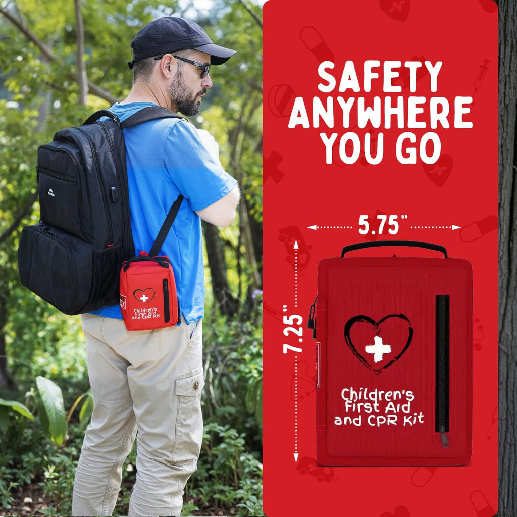 Portable First Aid Kit for Kids with CPR Shield - Ideal for Home, Car, School, Camping, and as a Travel First aid