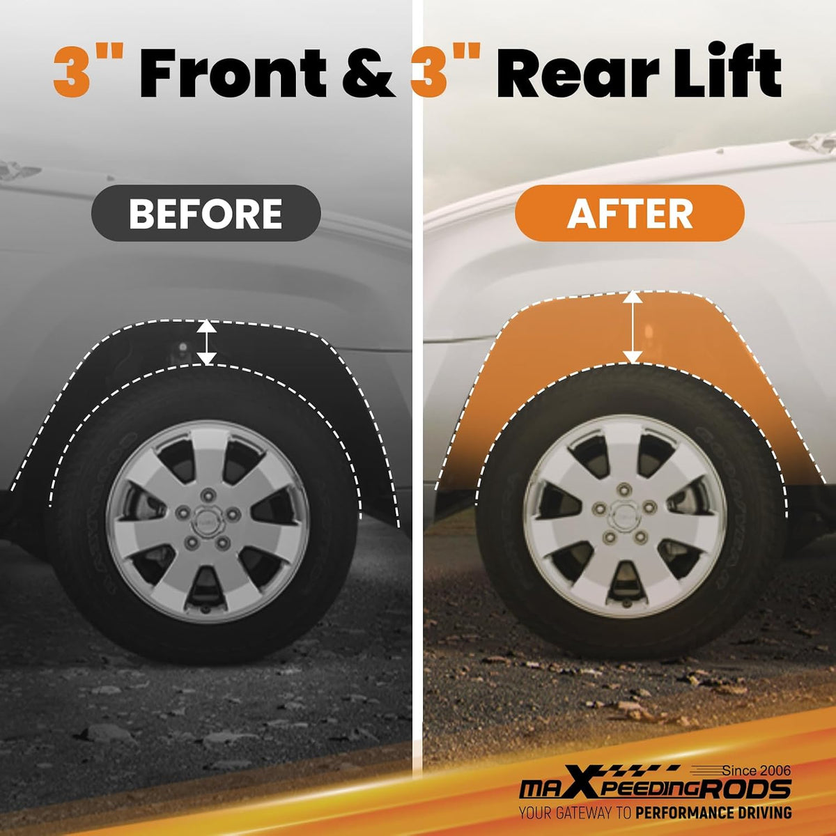 maXpeedingrods 3" Lift Kit for Dodge Ram 1500 2500 3500 2WD 1994-2013, Front and Rear Leveling Lift Kit
