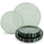 60PCS Clear Green Plastic Plates,Green Plates Disposable Heavy Duty