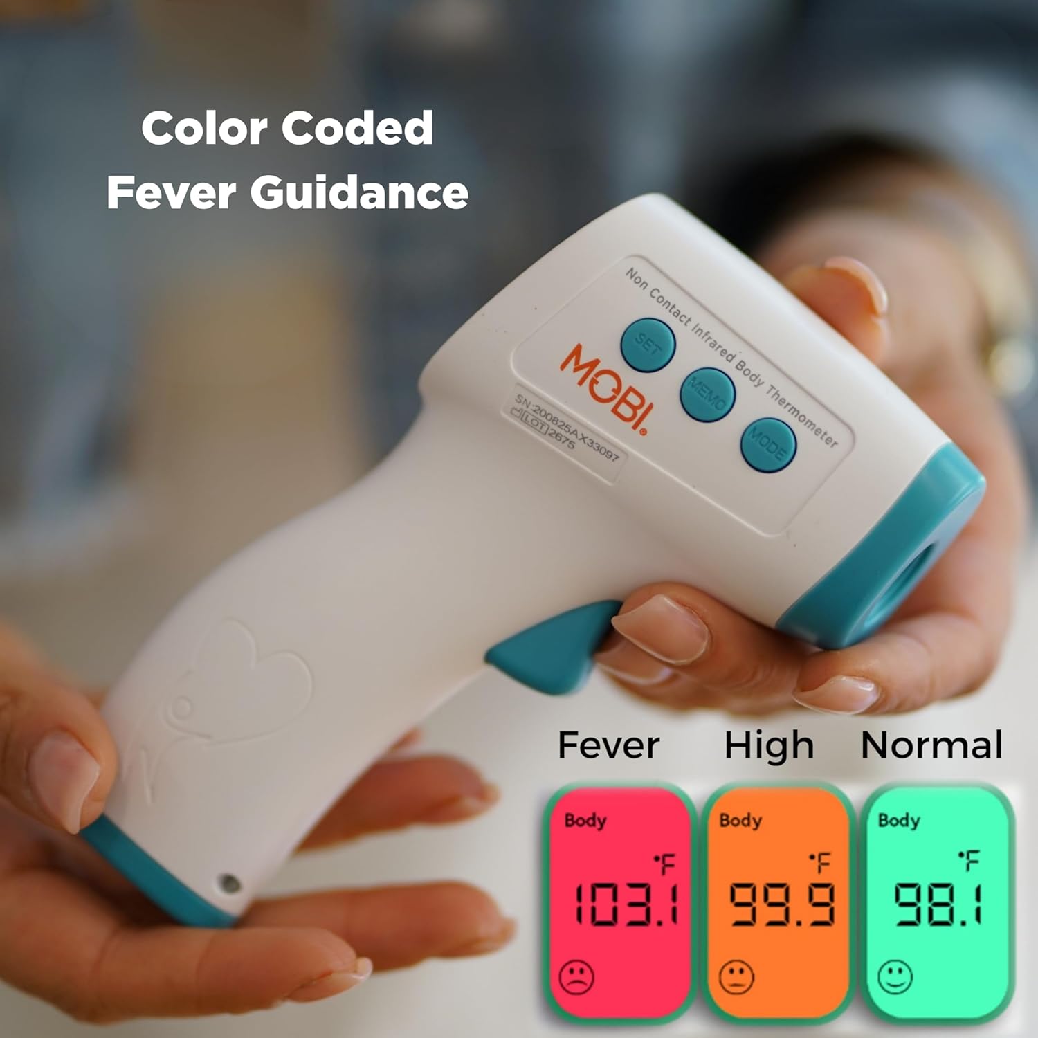No Touch Forehead Thermometer for Baby, Kids & Adults, Fast 1-Second Digital Infrared Thermometer, Fever Indicator