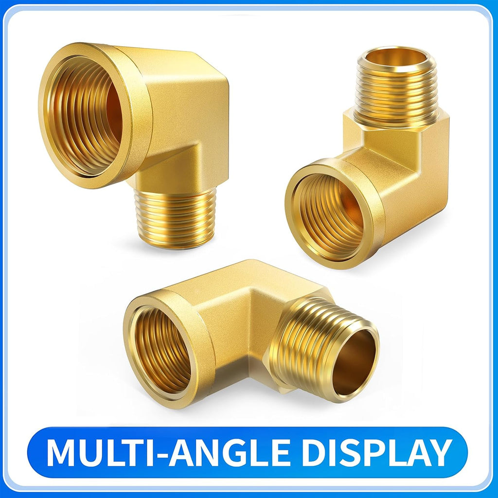 ChillWaves Brass Pipe Fitting, 90 Degree Barstock Street Elbow 1/4" NPT Female x 1/4" NPT Male Thread Adapter(5-PACK)