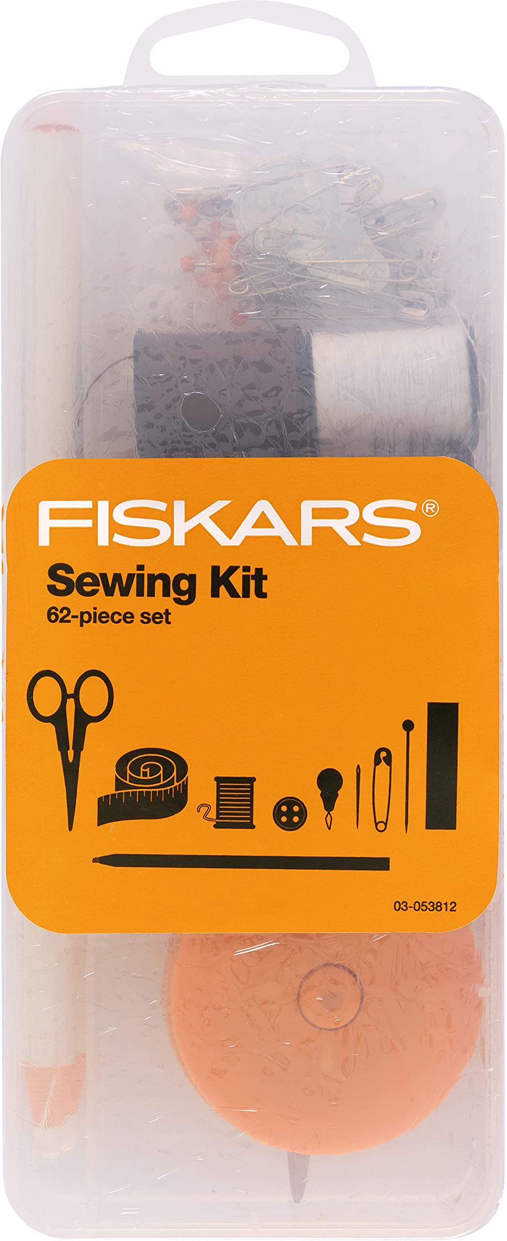 62-Piece Sewing Kit with Scissors, Clear