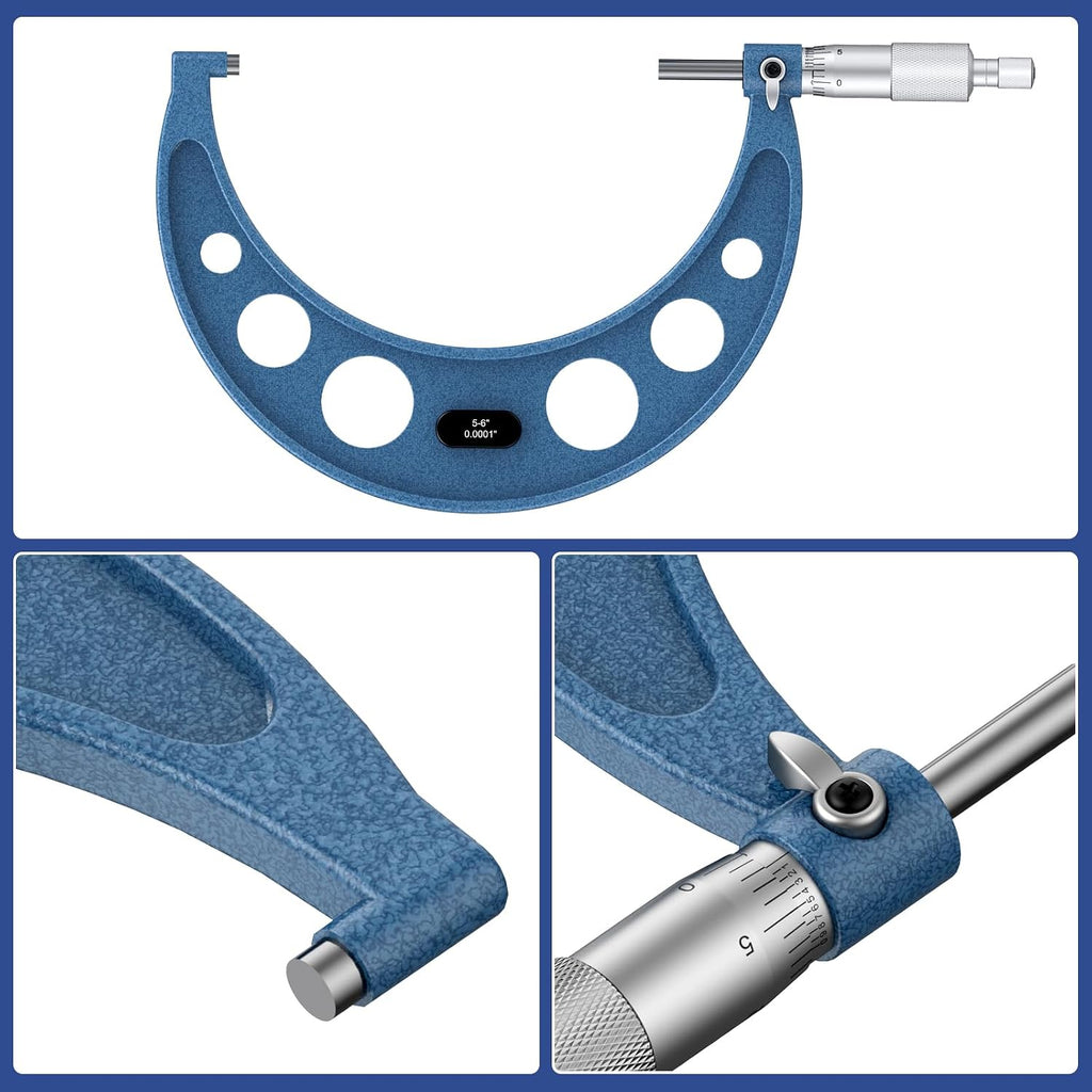 HDLNKAK Outside Micrometer 0-6", 0.0001" Graduation Micrometer Set
