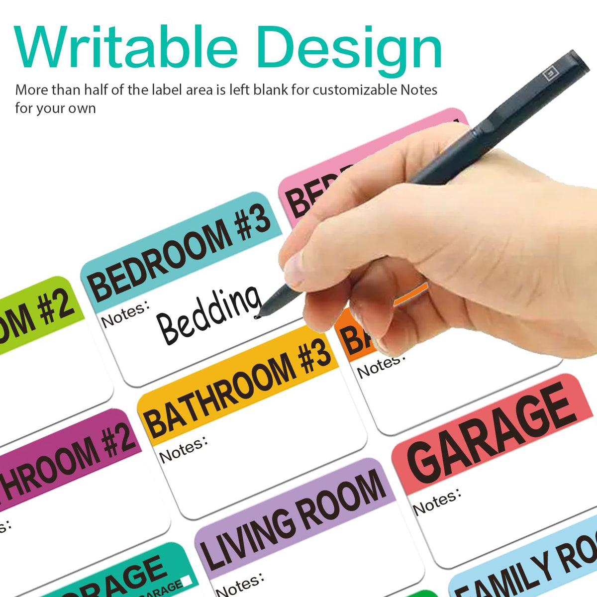 Moving Packing Box Labels for 3-4 Bedroom, 20-Color Coded Moving Stickers