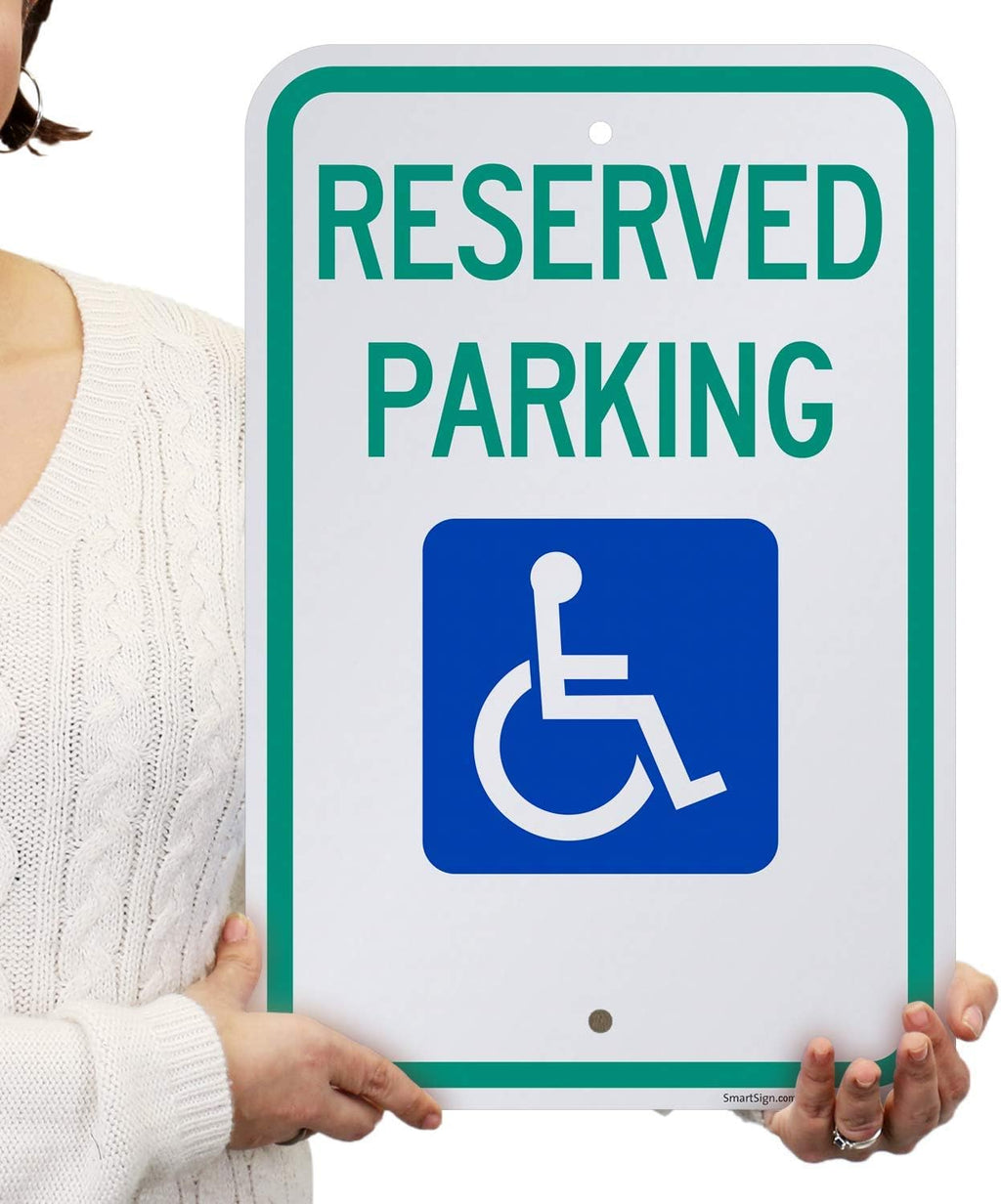 Basics Reserved Parking Federal Handicap Parking Sign | 12" x 18" Engineer Grade Reflective 120 mil ACM, Made in USA