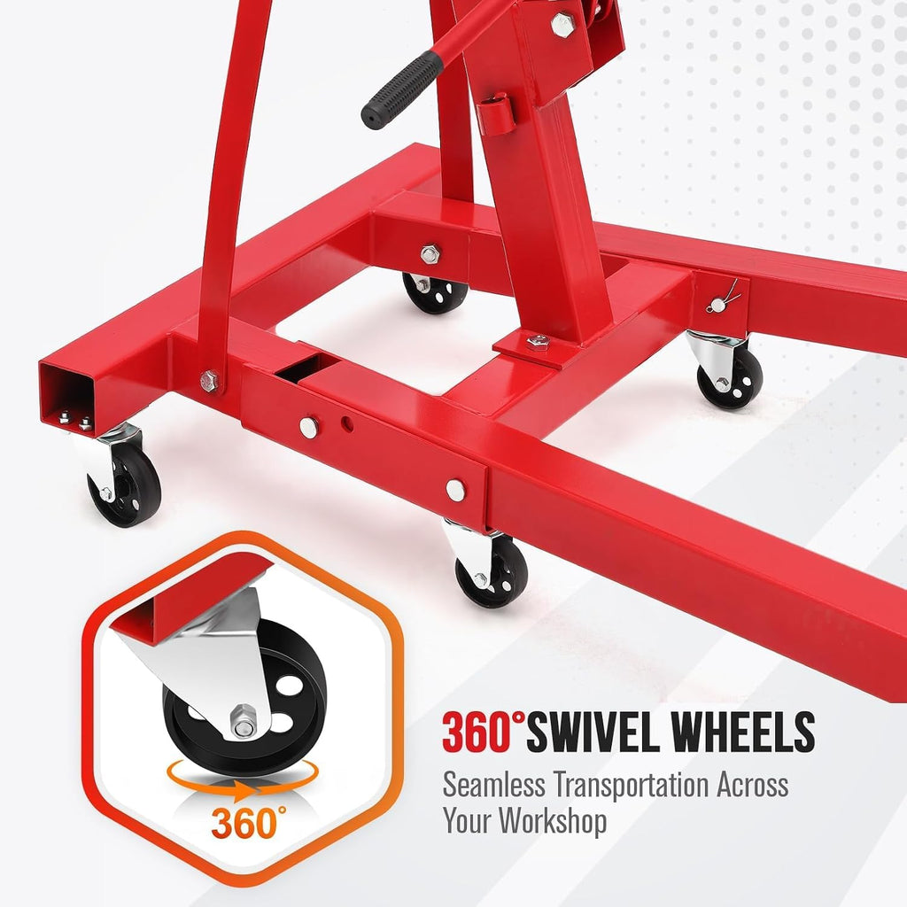 2-Ton Folding Engine Hoist with Leveler, 4400 Lbs Capacity
