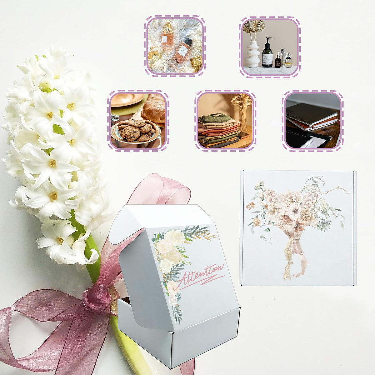 8x8x3 inch White Shipping Boxes 25Pack,Craft Gift Boxes,Bulk of Mailers