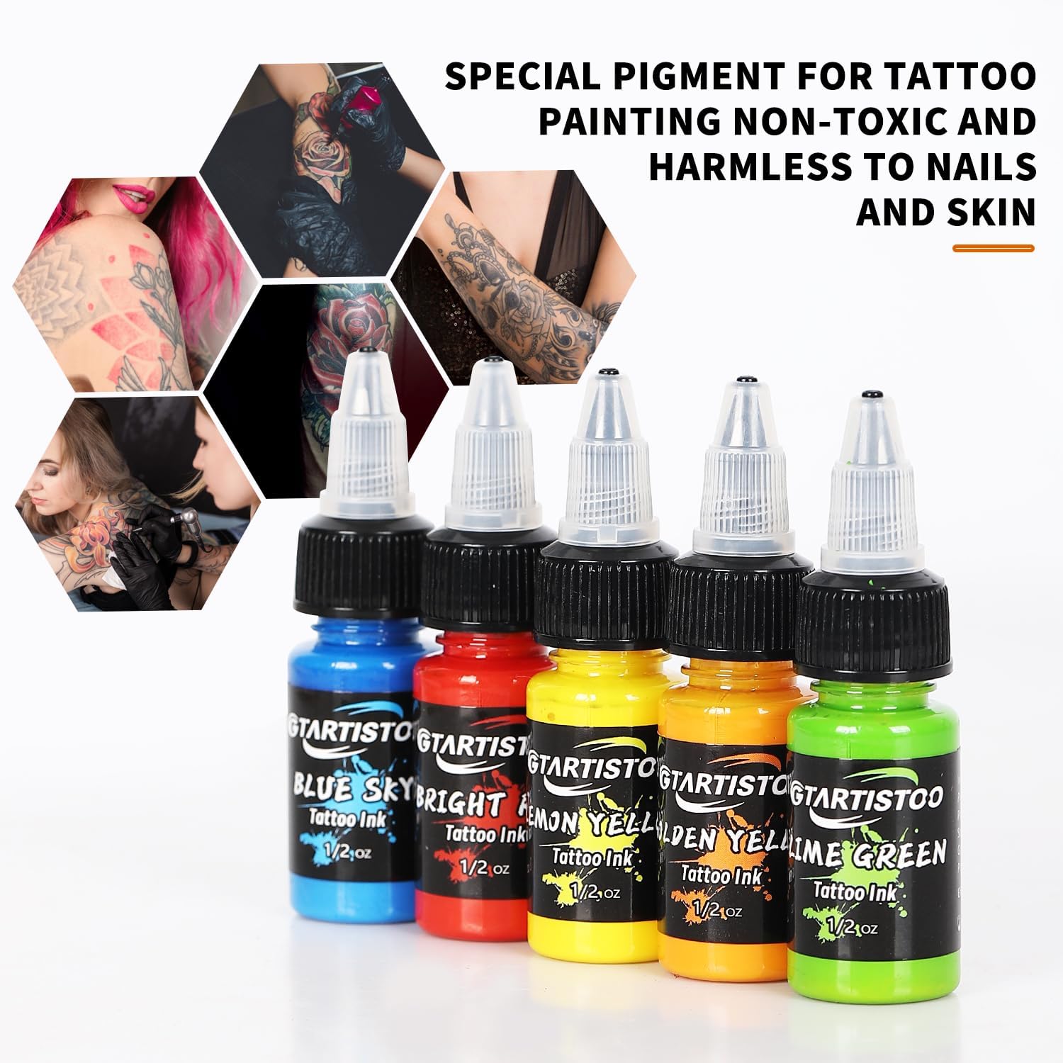 Tattoo Ink Set 14 Colors 0.5oz Vegan-Friendly Pigment Supplies