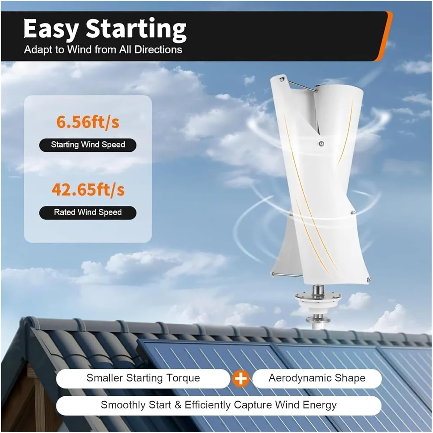 12V 400W Vertical Axis Wind Turbine Generator Kit MPPT Controller | Converts wind energy into electrical power for