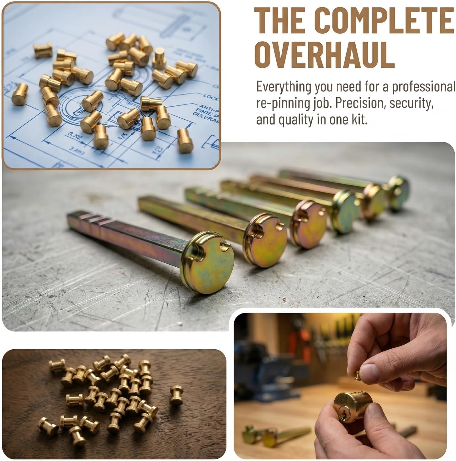 SC1 & SC4 Rekey Kit, Lock Rekeying Kit, Cylinder Pinning Kit | Color-Coded Pins, Springs, Tailpieces, 5 Service