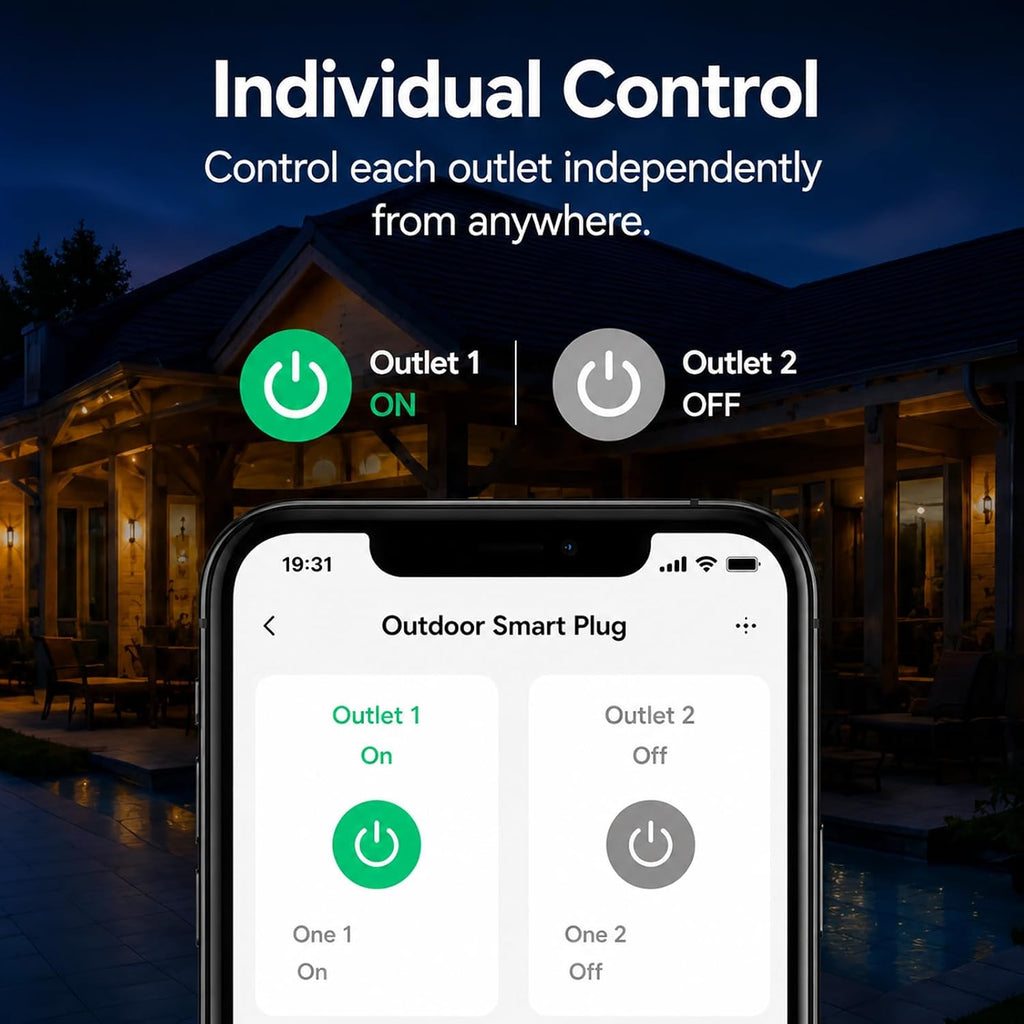 Outdoor Smart Plug, Matter Over Thread, Energy Monitoring, IP65
