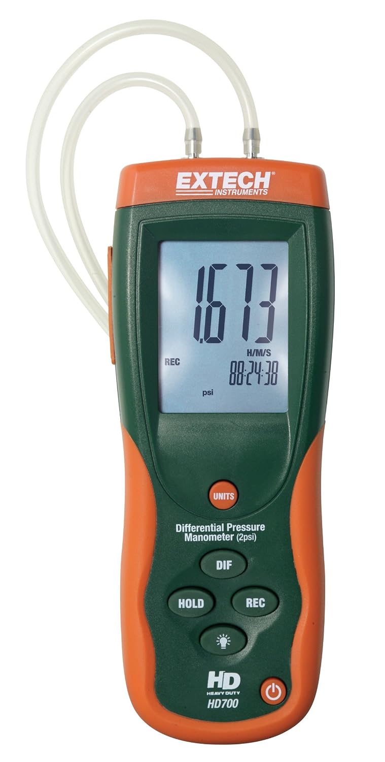 Extech HD700 Differential Pressure Manometer, +/-2 psi, 11 Units, USB