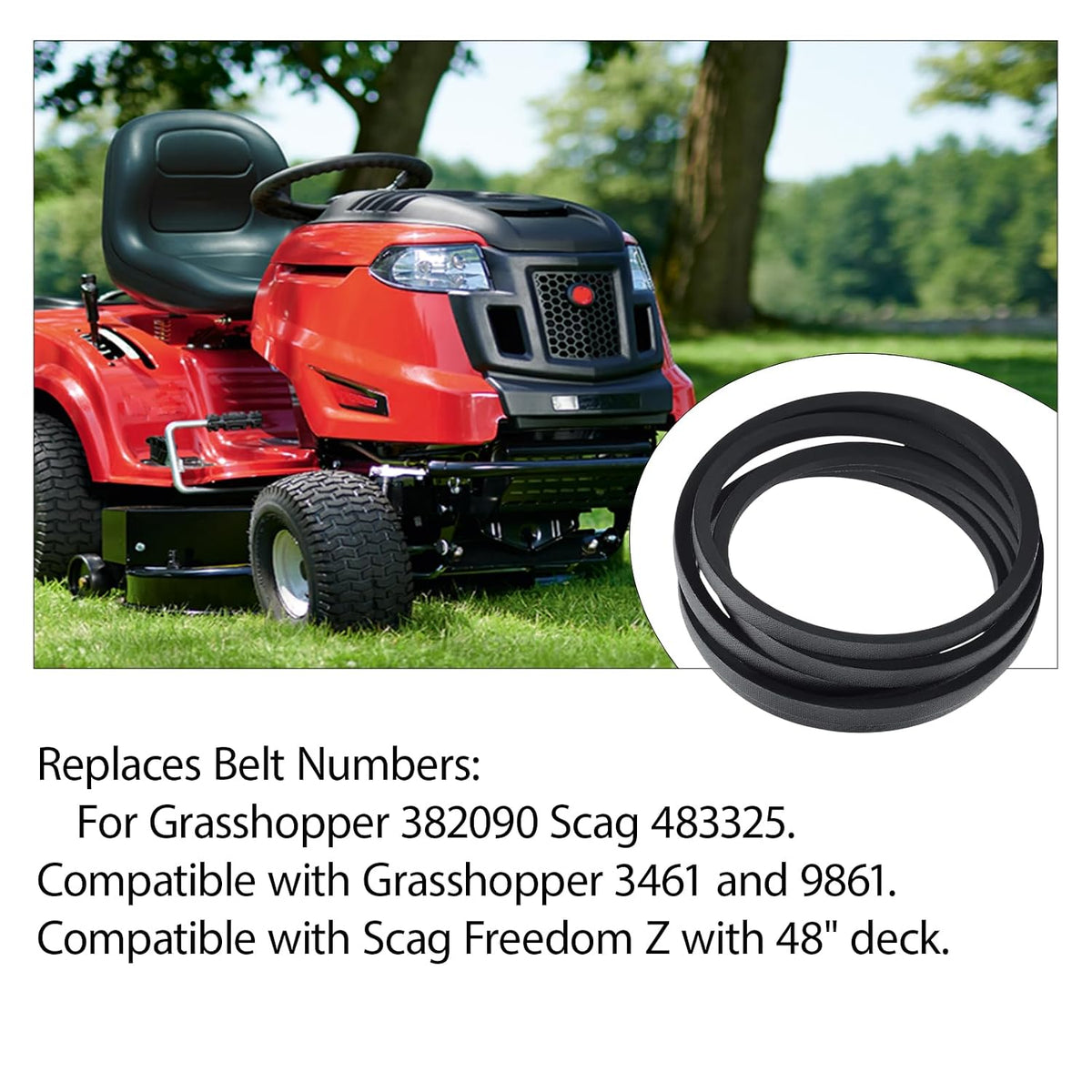Deck V Belt for Grasshopper 382090 Scag 483325 Bad Boy 041-4022-00