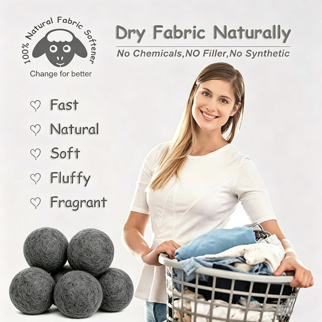 Wool Dryer Balls XL 6-Pack, 100% New Zealand Wool Handmade