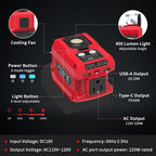 2 Pack 220W Power Inverter Compatible with Milwaukee 18V Battery, Tool Only