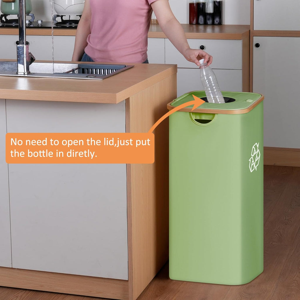 Recycling Bin for Kitchen, 29 Gallon Indoor Recycle Bin with Lid, 110L Fabric Recycling Bin with 2 Removable Reusable