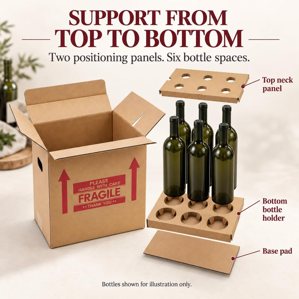 Xfzzrsdf Wine Boxes for Moving with Inserts, 10 Pack, 6 Bottles per Box