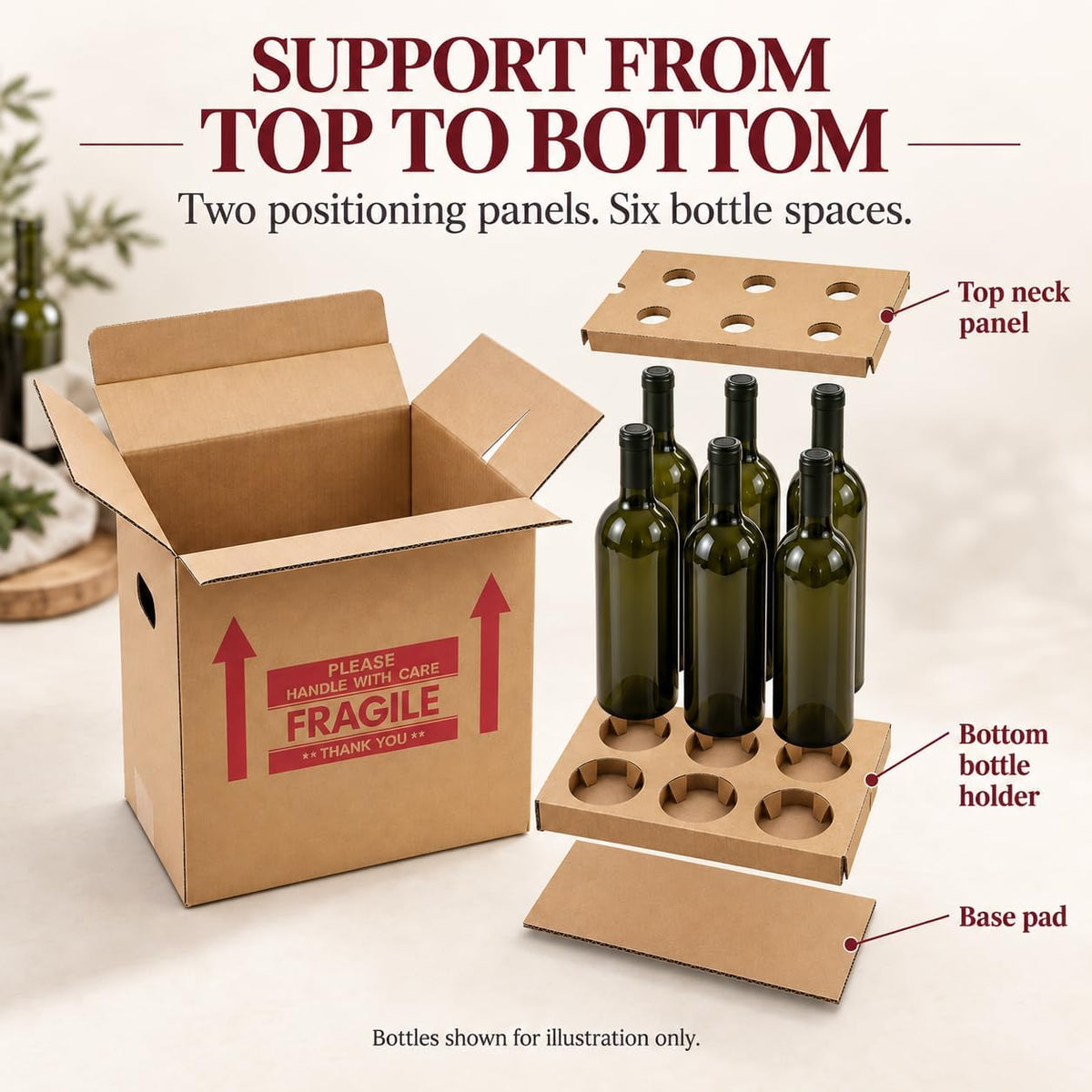 Xfzzrsdf Wine Boxes for Moving with Inserts, 10 Pack, 6 Bottles per Box