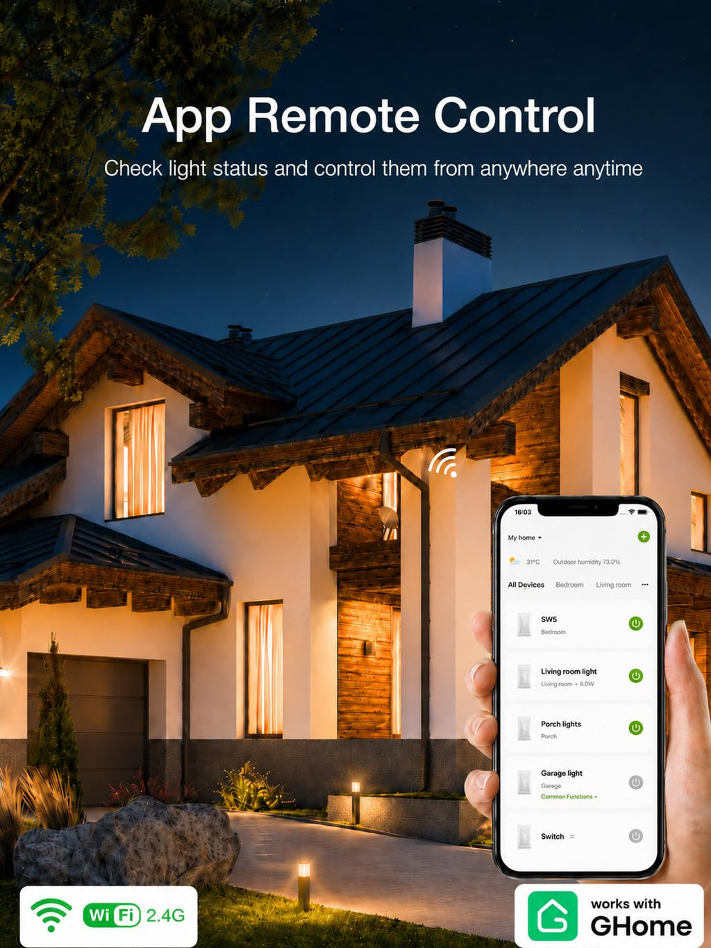 Switches for Lights, Single Pole WiFi, Works with Alexa, 4 Pack | Google Home Compatible, Neutral Wire Required