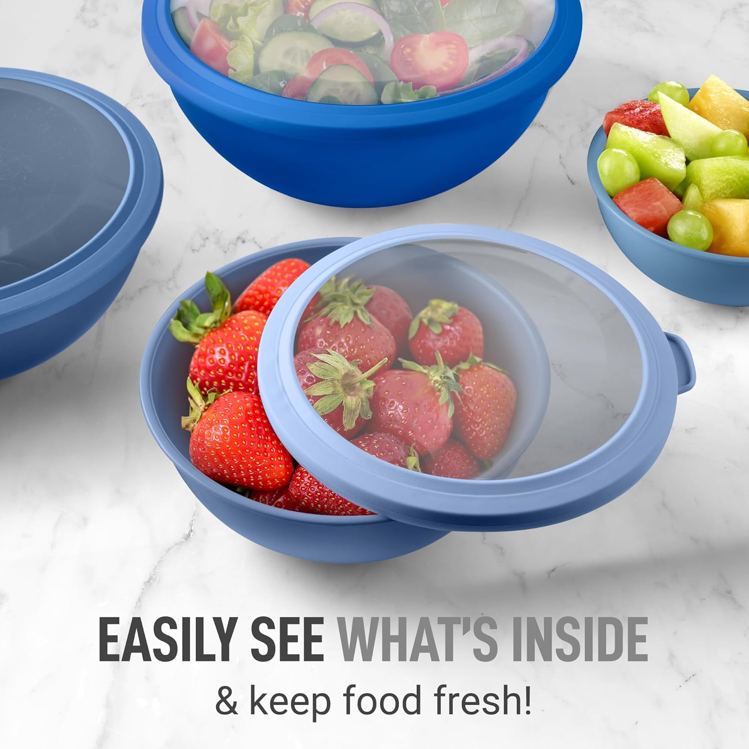 12 Piece Plastic Mixing Bowls with Lids Set - Leak-Proof Microwave & Freezer Safe Stackable Mixing Bowl Set for