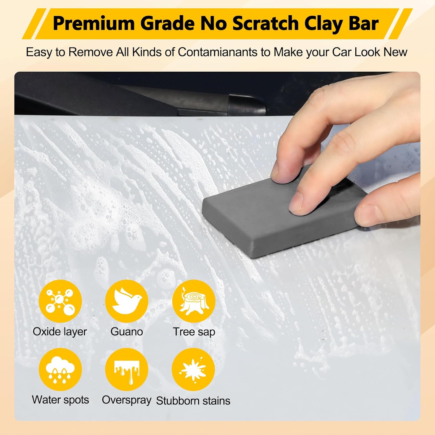 Car Clay Bar 4 Pack 400g, Premium Grade No Scratch Magic Clays Bars Detailing Cleaner Kit Glass Deatil Cleaning with