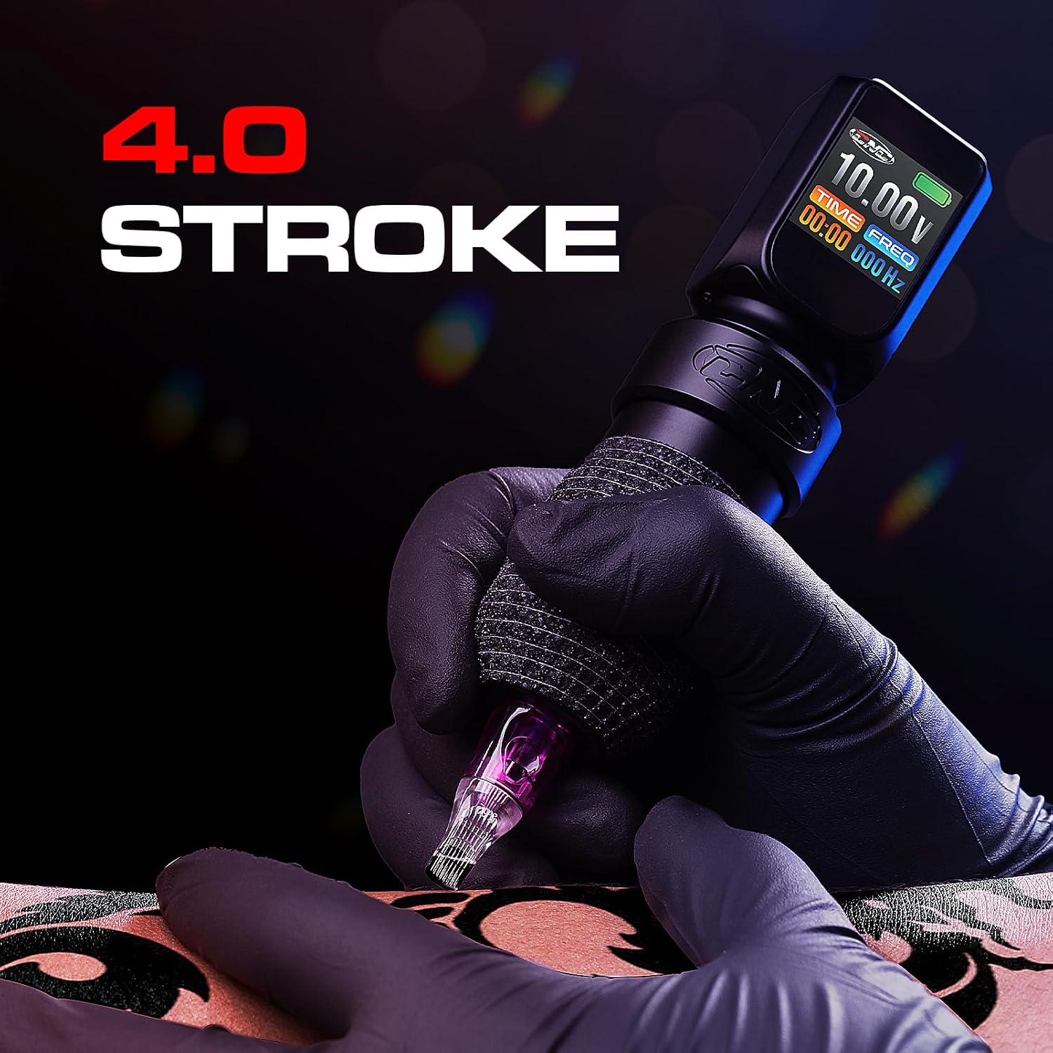 Wireless Tattoo Machine, Rotary Pen with 3200mAh Dual Batteries Power Supply Tattoo Gun LED Display 4.0 Stroke