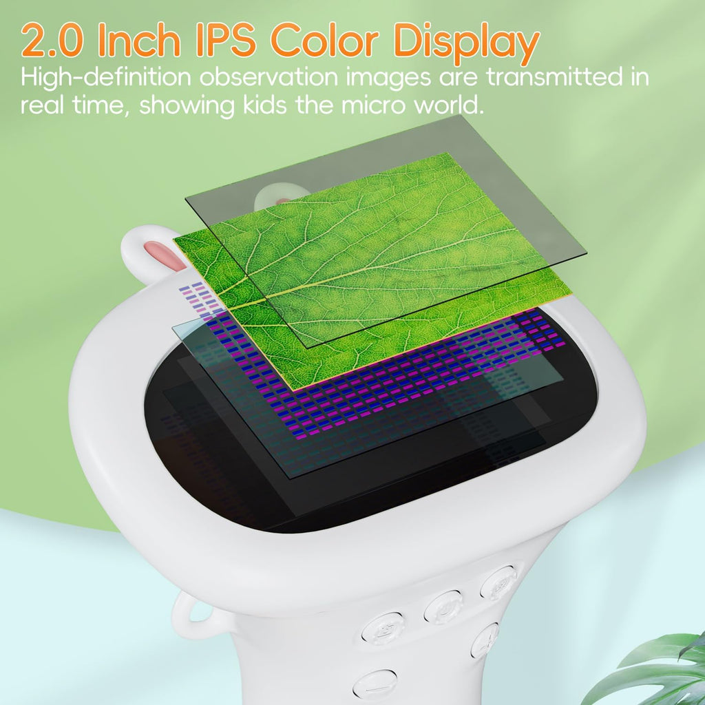 Microscope for Kids, SKYBASIC 2" IPS Screen 1000X Handheld Digital Microscopes HD Pocket Portable Mini USB Microscope