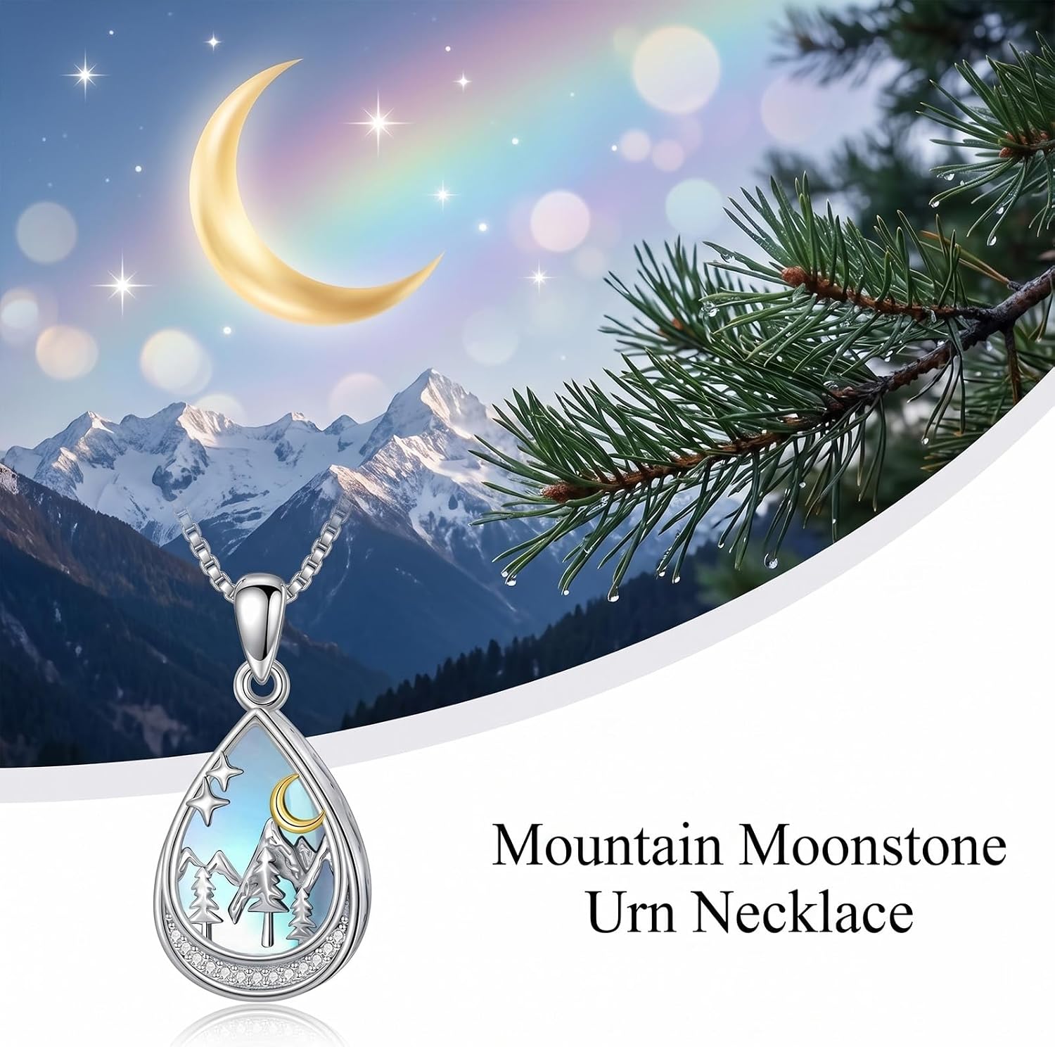 Urn Necklaces for Ashes Moonstone Cremation Necklace