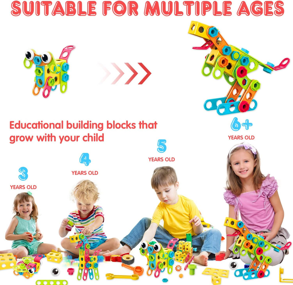 195 PCS STEM Toys, Building Sets for Kids 3+