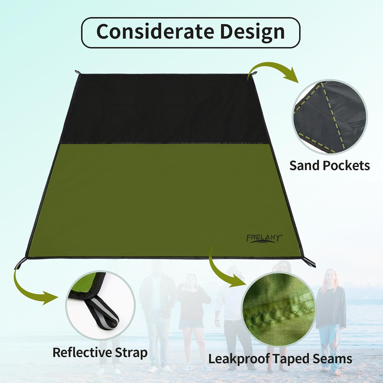 Pocket Picnic Blanket, Waterproof Blanket for Beach Festival | Lightweight compact design, Multi-use outdoor blanket