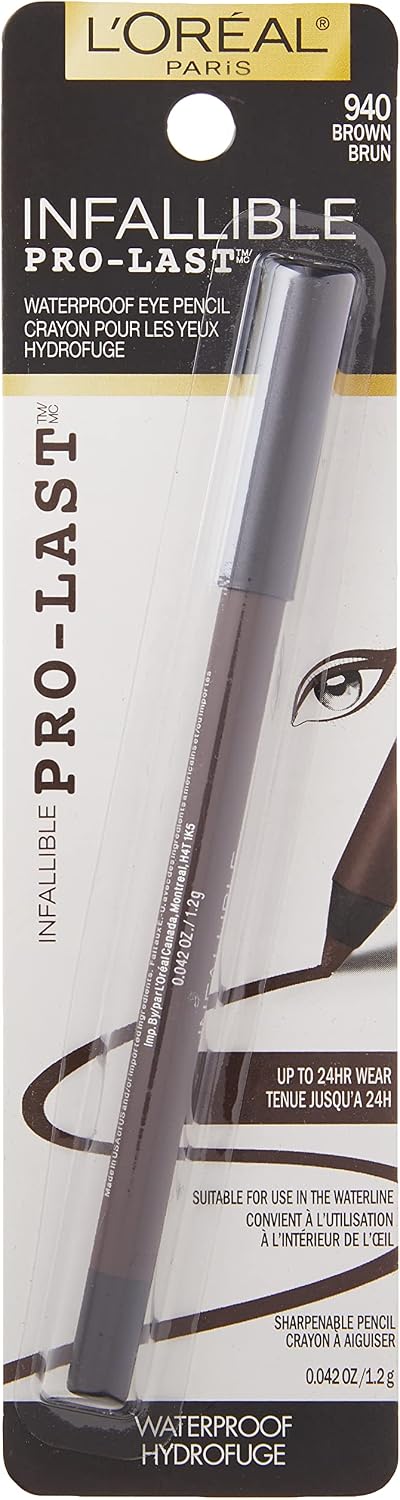 L'Oreal Paris Makeup Infallible Pro-Last Pencil Eyeliner, Waterproof and Smudge-Resistant, Glides on Easily to Create