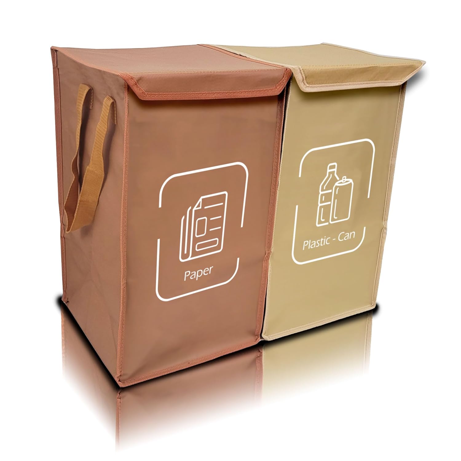 Recycling Organizer - Reusable Recycling Bags - Recycling Sorter - Trash Sorting Bins - 2 Compartment Recycle - Pack