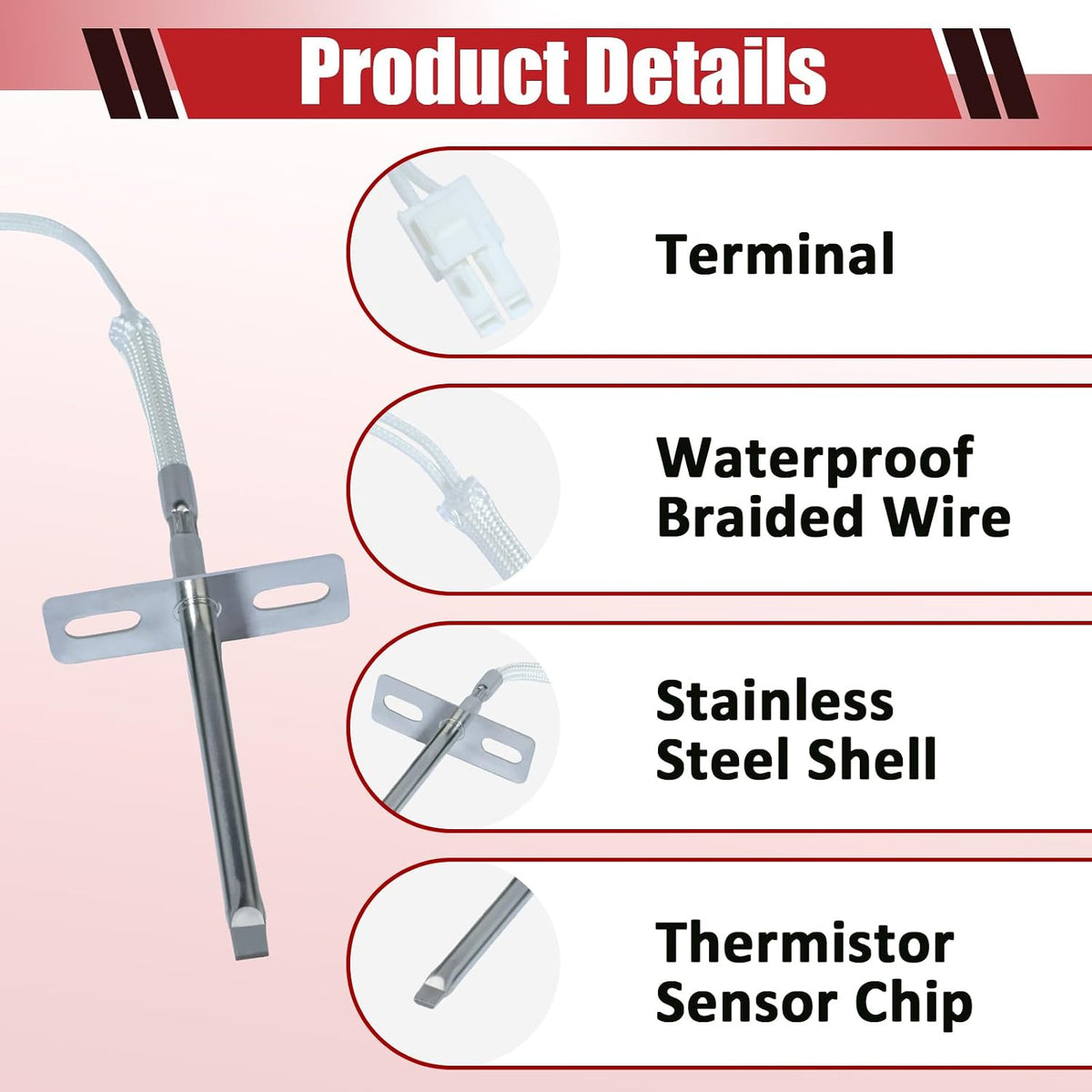 2PCS WB23X5340 Oven Temperature Sensor for GE Range, Stove, Oven