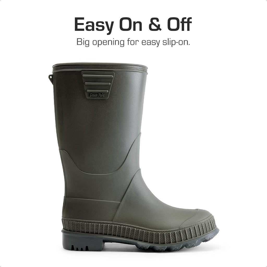 Kids Waterproof Outdoor Rain Boots | Lightweight,Non-Slip Outsole,Easy-On,Unisex Boys Girls,Outdoor Puddle Rainy Day