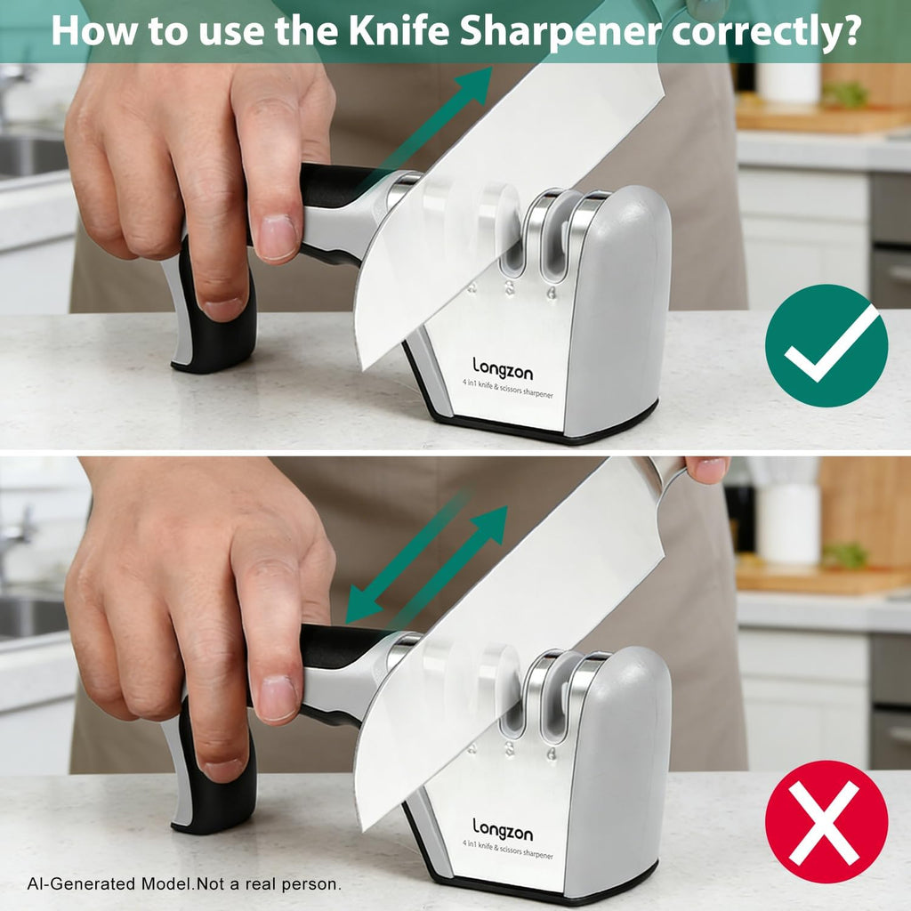 5-in-1 Knife Sharpener 4 Stage with Cut-Resistant Glove, Quickly Sharpens & Restores Dull Blades, Easy & Safe for