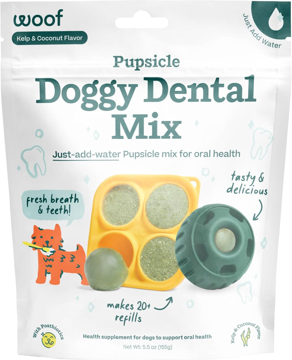 Doggy Dental Pupsicle Mix - Dog Teeth Cleaning Powder for the Pupsicle - Long Lasting Postbiotic Dental Enzyme Mix to