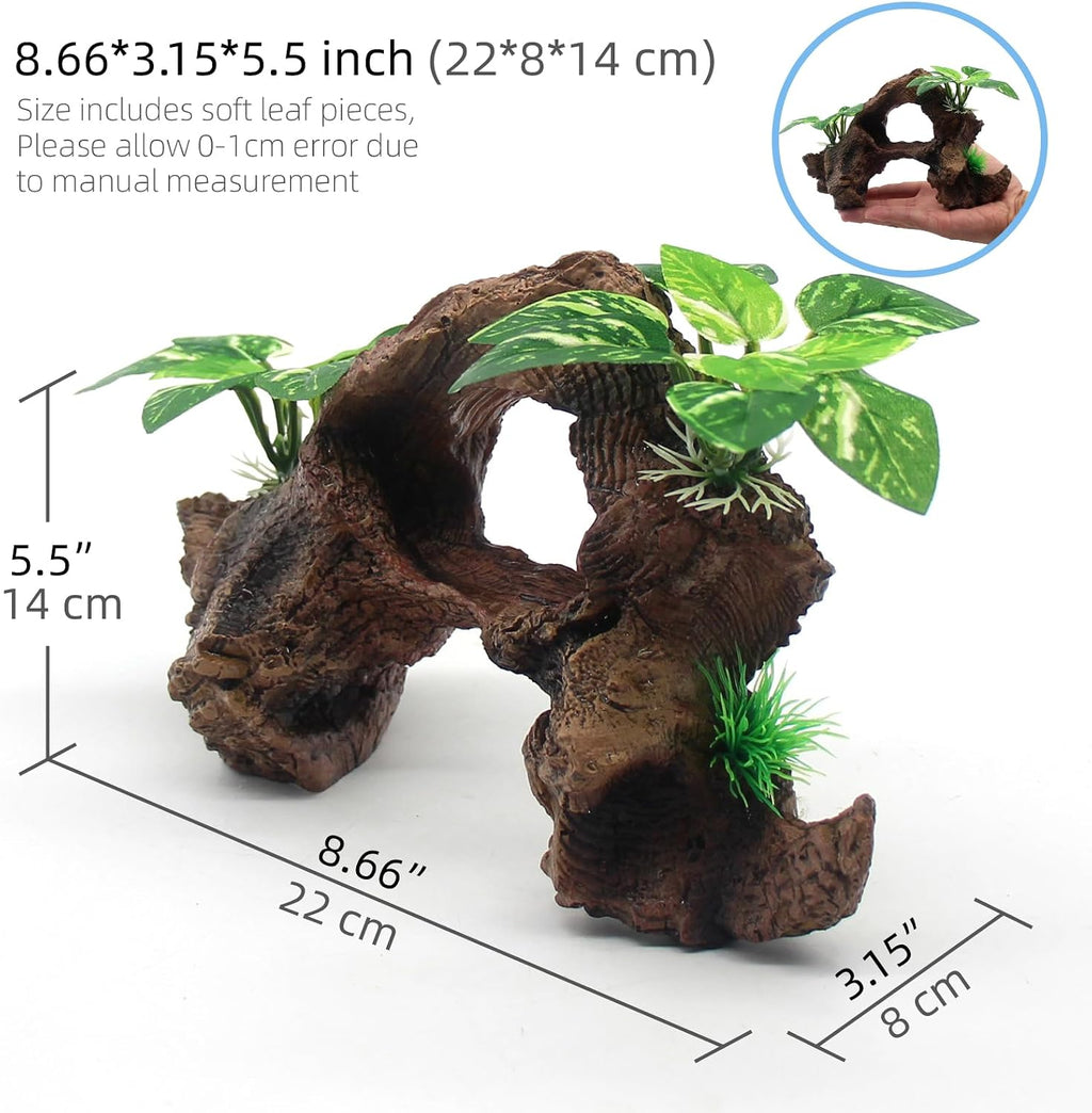 Fish Tank Decorations Artifical Driftwood Cave Aquarium Decoration Ornaments Silk Aquarium Plants for Betta Fish Tank