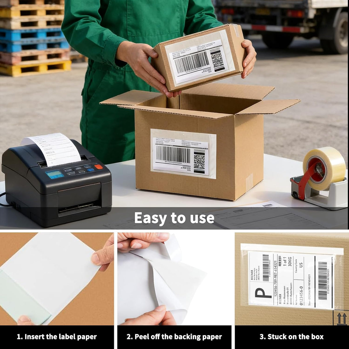 7.5" x 5.5" Clear Adhesive Top Loading Packing List Clear Shipping Pouches, Mailing/Shipping Label Envelopes (1000 Pack)
